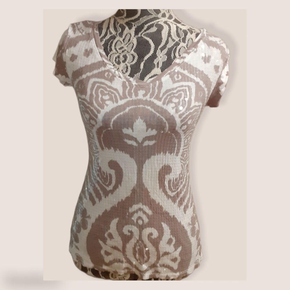 INC International Concepts Pink and White Patterned Top